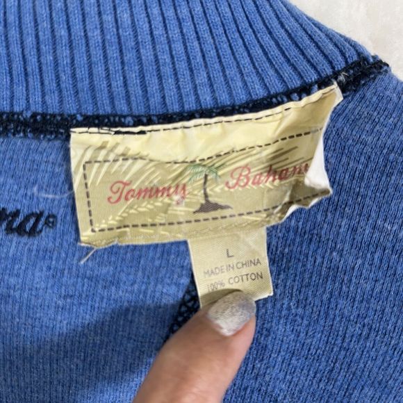 Tommy Bahama Navy Blue & Blue 1/4 Zip Reversible Pullover Long Sleeve Sweater L - Picture 8 of 8